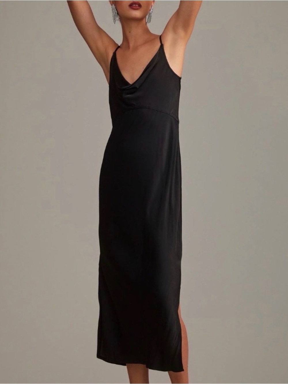 Anthropologie Black Cowl Neck Elyse Slip Dress